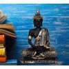 Sitzende Buddha-Statue aus Polyresin, Schaustück für Heimdekoration, Dekoration, Geschenkartikel, 1 Bild (Schwarz Rosa), Religiös