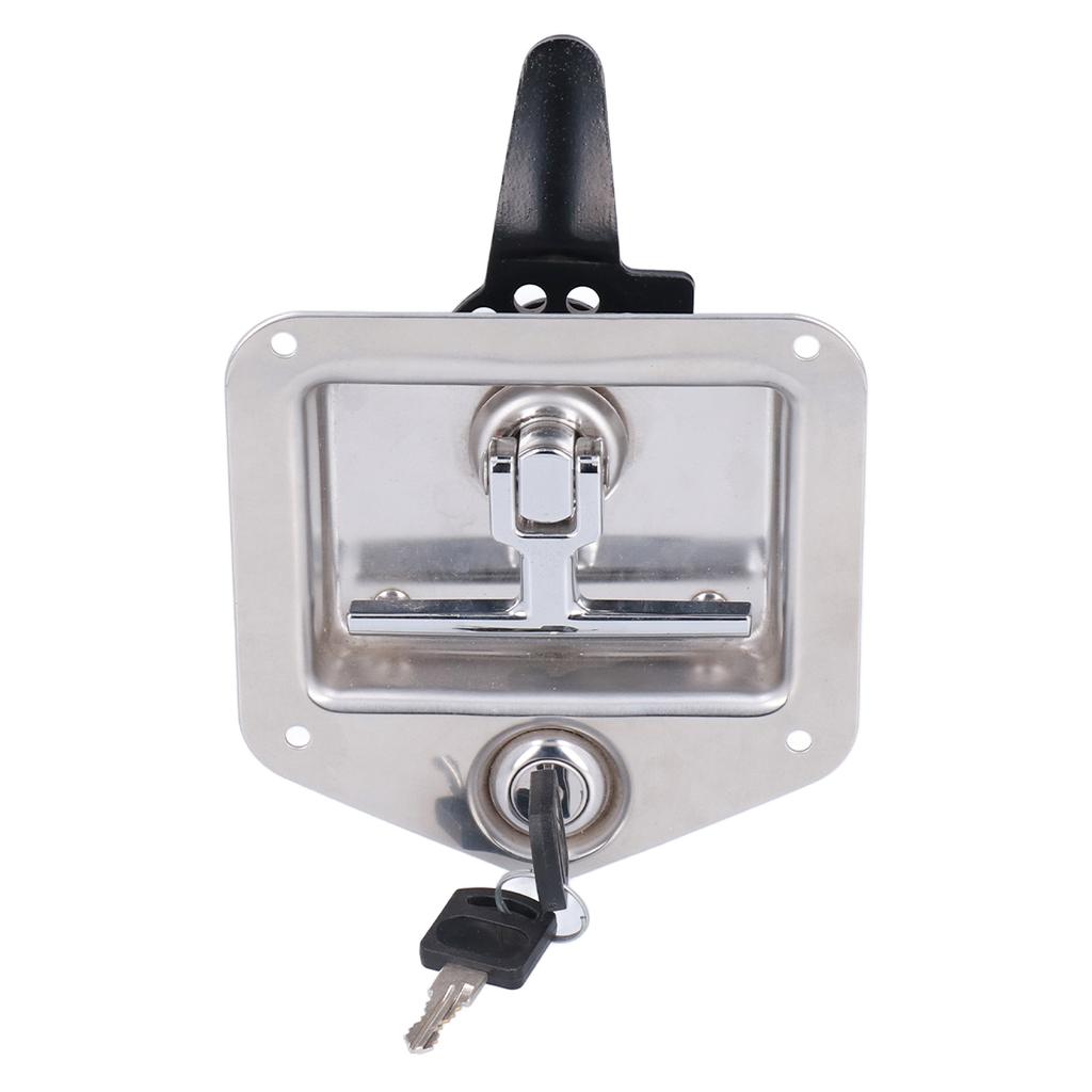 Trailer Door Latch T Handle with 2‑Key Stainless Steel Chrome for Caravan Camper Tool Box