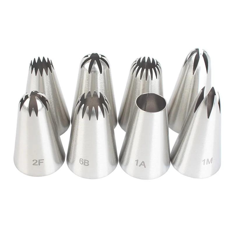 

8PCS Stainless Steel Icing Nozzles Set Cake Piping Tips for Dessert Biscuit Cupcake Baking Durable Kitchen Tools Dessert Tools