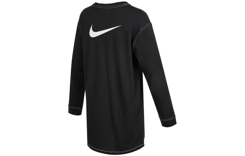 Nike Long Sleeved Dresses Women's Black Crew Neck Moderate Short DD5623-010