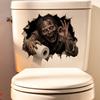 Removable Adhesive Toilet Clings Spooky Crack Ghost Tank Lid Sticker, Halloween Horror 3D Broken Wall Zombie Indoor Scene Setters Seat