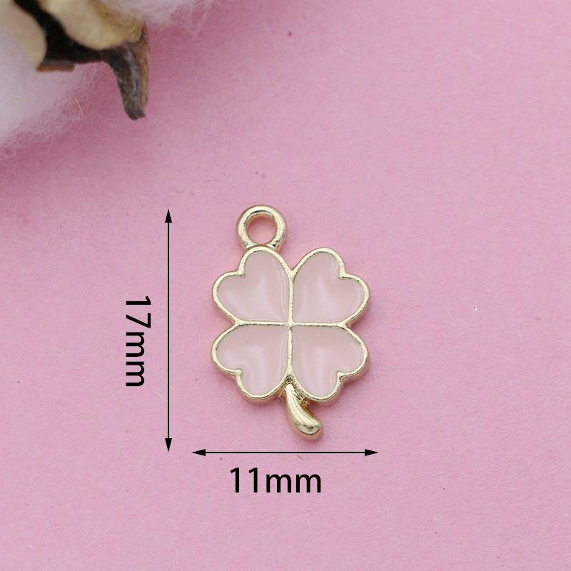 10pcs Gold Plated Green Lucky Enamel Clover Flower Charm for Jewelry Making Necklace Handmade Bracelet Accessories DIY