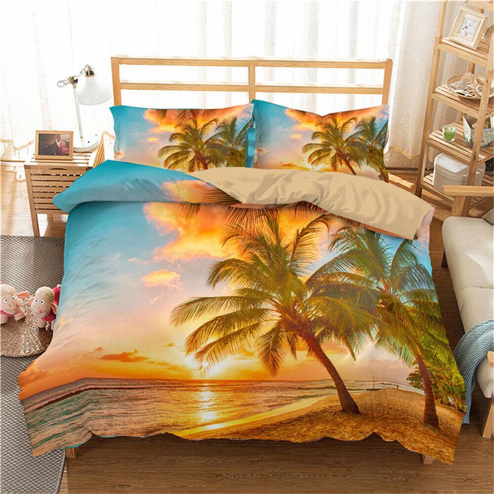 Coconut Tree Doona Duvet Cover Set Single Double Queen King Bedding Quilt Cover