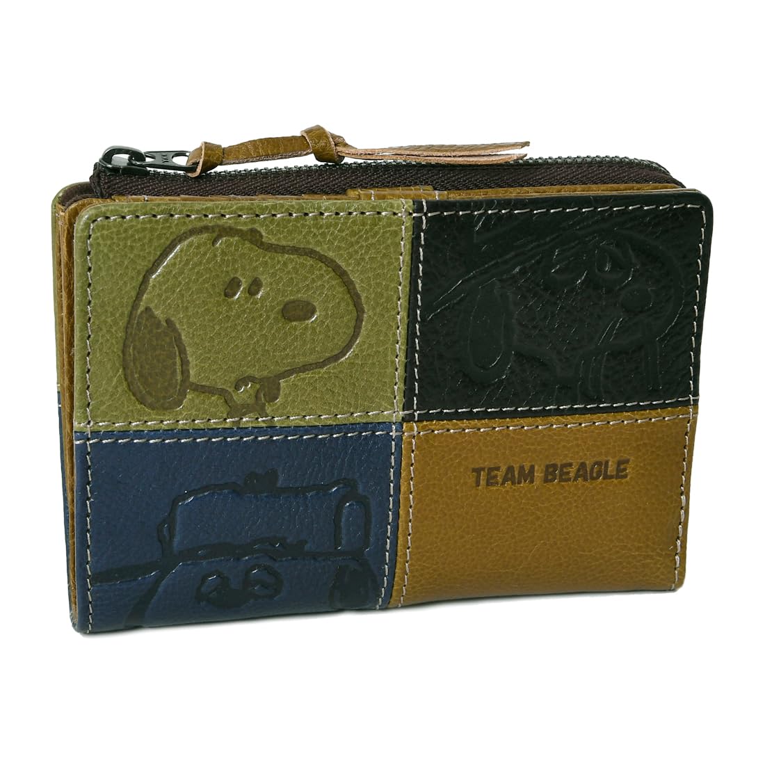 

Snoopy SNOOPY Wallet Bifold Wallet Genuine Leather TEAM BEAGLE R Bundle Holder 73441 [Peanuts] Women s Men s (Olive)