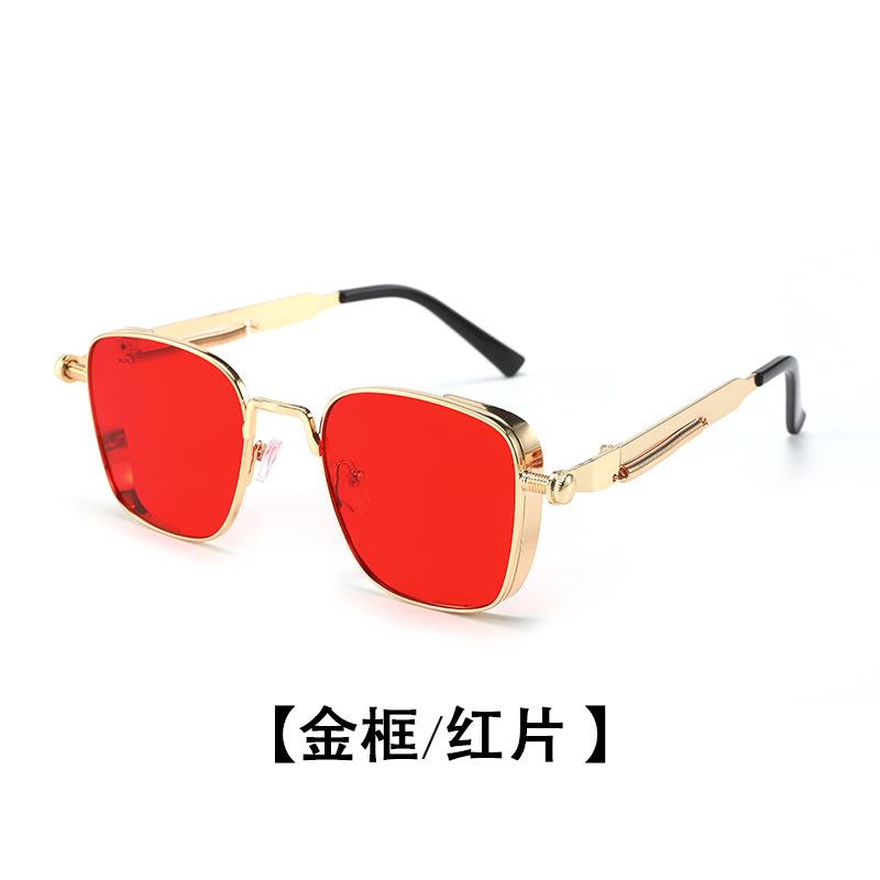 Retro Steampunk Sunglasses Men Metal Frames Spring  Punk Glasses UV400 Fashion Street Eyewear