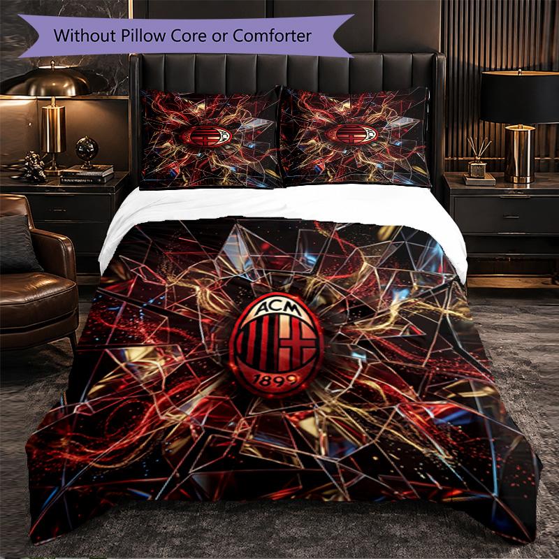 Set Lenzuola AC Milan Modello 3 Pezzi Morbida Copripiumino in Microfibra con Federe per Camera da Letto