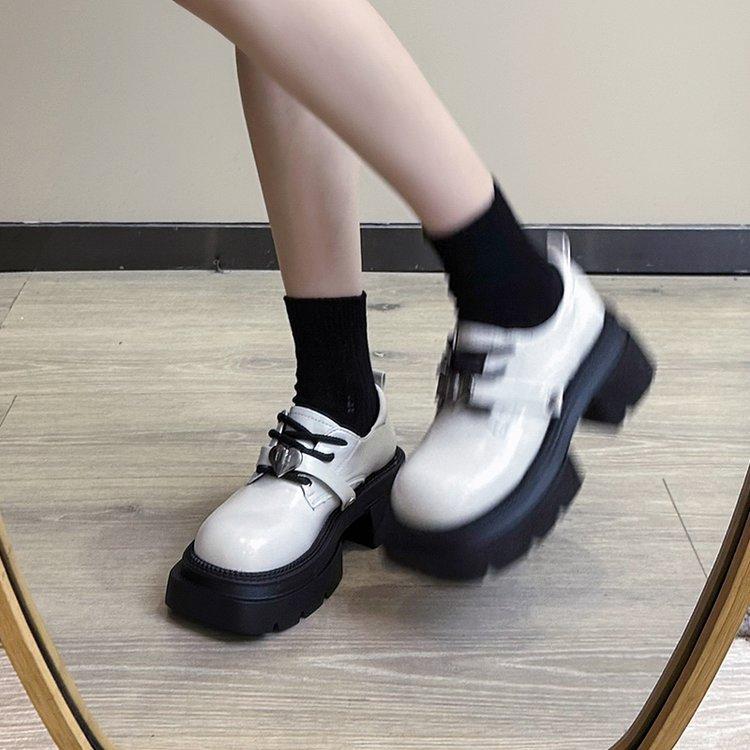 Ziyan~ Small leather shoes women's 2025 new summer versatile single shoes retro British style black platform loafers