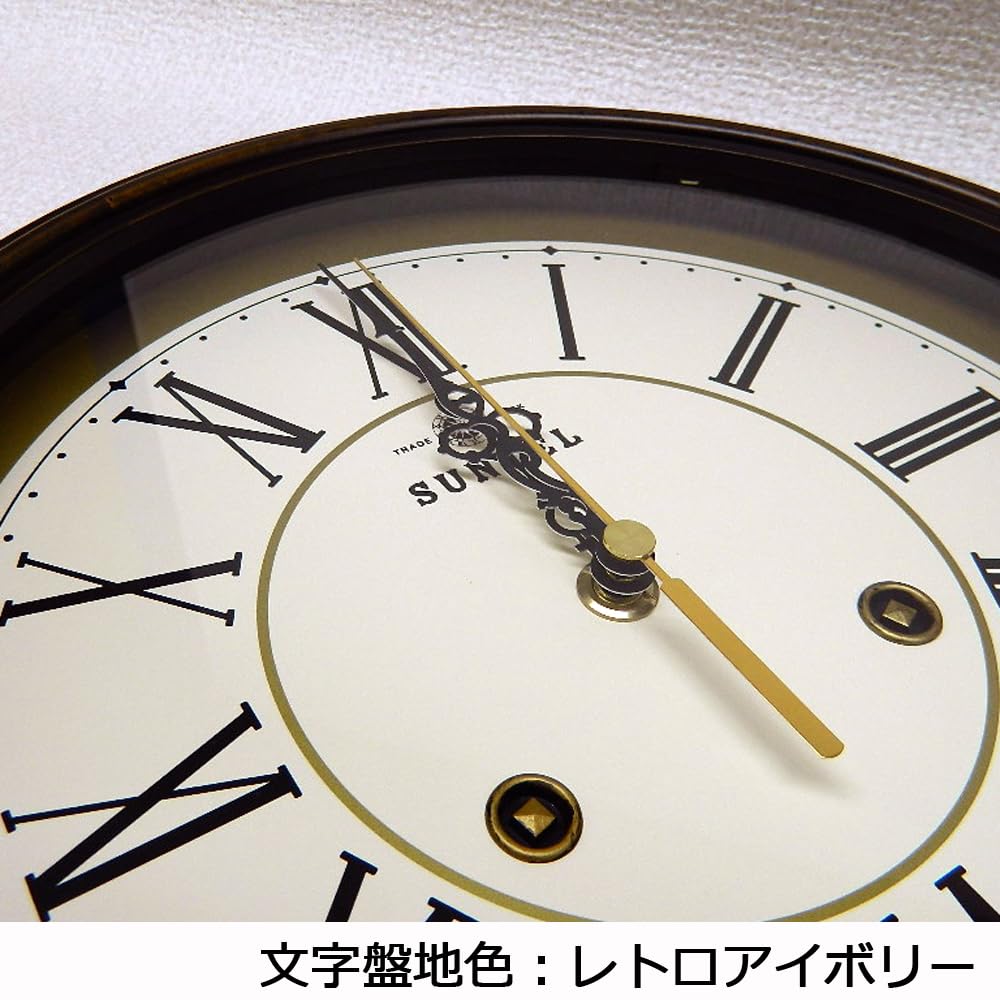 Suntel QL674-R Classical Wall Clock, Antique Brown, Roman Numerals, Made in Japan