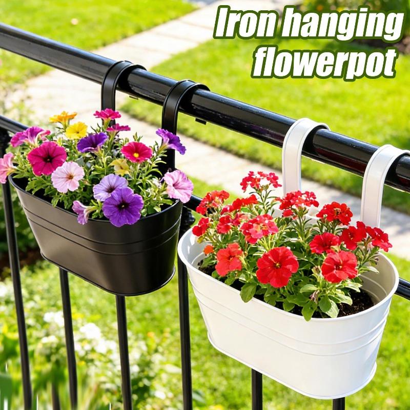 Metall Eisen Hängender Blumentopf Abnehmbarer Doppelhaken Zaun Pflanzentopf Gartenbau Dekor Bonsai Blumenständer Heim Balkon Dekor