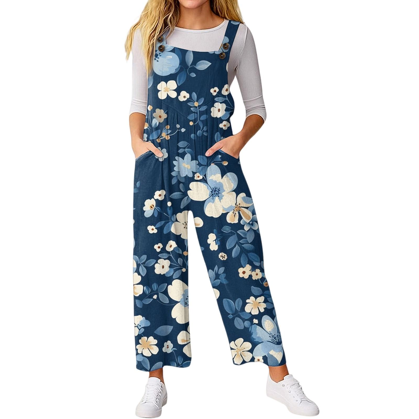 

Жіночий повсякденний комбінезон без рукавів з принтованим комбінезоном, модний та вільний комбінезон XXL