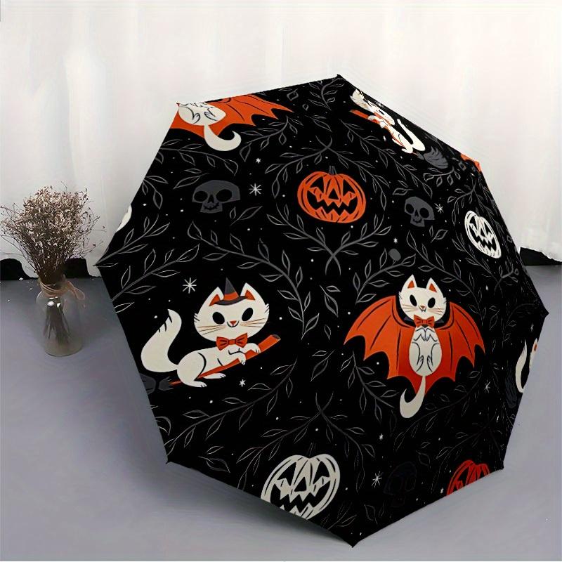 1pc Halloween Cats Automatic Open/close, All-Season Portable Folding Umbrella, Travel, Everyday, Formal Events - Compact Luxury Parasol, Outdoor Acces
