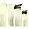 24 Pcs Black Tableware Stainless Steel Cutlery Set Forks Knives Spoons Kitchen Dinner Set Fork Spoon Knife Gold Dinnerware Set