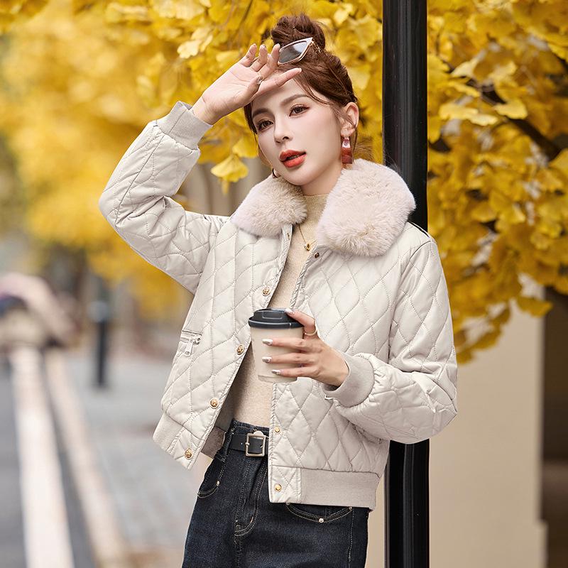 

Winter Women s Korean Fashion PU Leather Coat with Fleece Lining and Fur Collar - Style WA8211 M 45-55 kg