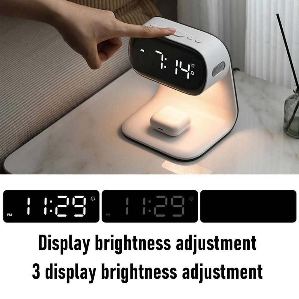 Digital Alarm Clock with Wireless Fast Charging Station 15W Touch Smart Lamp 3 Colors Nightlight for Living Room Bedside