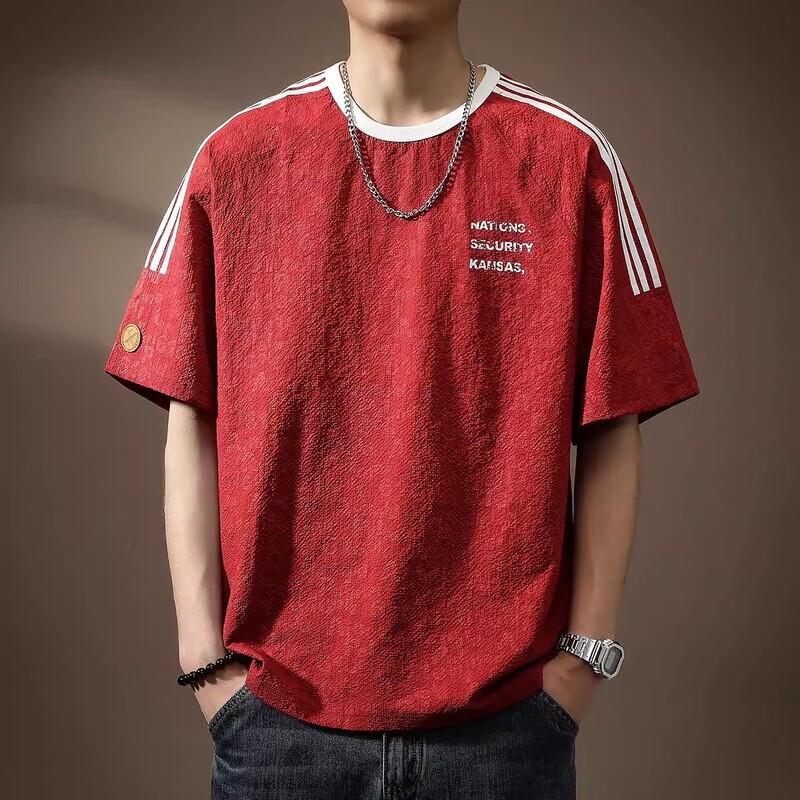 Men s Ice Silk Quick-Dry Seersucker T-Shirt 2XL