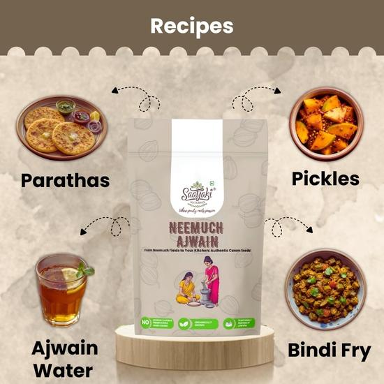 Saatyaki Naturals Organic Ajwain Seeds -800gm | Carom Seeds, Vaamu, Omam, Ajowan, Ayamodakam Seeds| Hygenically Packed for Daily Cooking