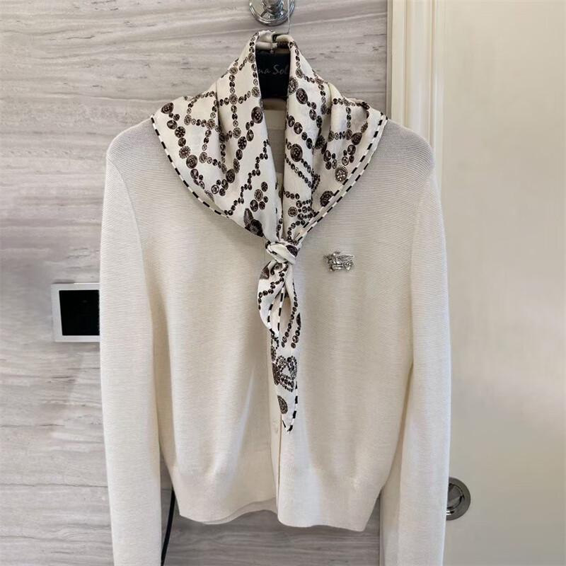 NINA SOLOR Quad-Patch Art Jacquard Mulberry Silk Scarf