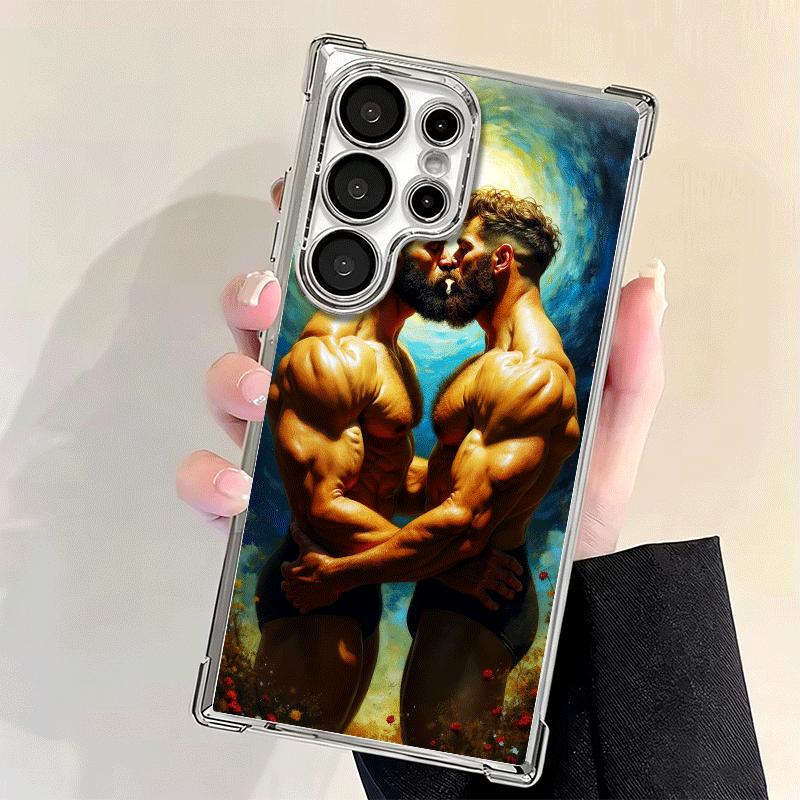 Muscle Man Gay Fitness Soft Phone Case For Samsung Galaxy S26 Ultra S25 Edge S24 FE S23 Plus S22 S21 + S20 Plating Anti-Fall Fun