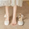 Summer new sandals women's spring wear thick heel bow with skirt bag head Mary Jane single shoes