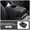 Car Armrest Cushion Center Console Storage Organizers Seat Cover Cup Holder Tissue Box Phone Slot Fast Charger Ambient LED Light