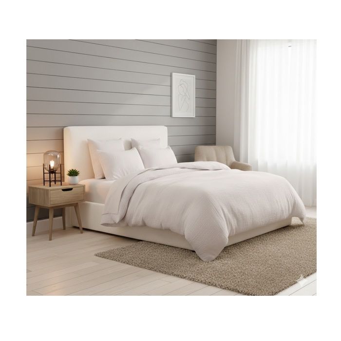 Housse de couette + taies gaze de coton lave Douceur