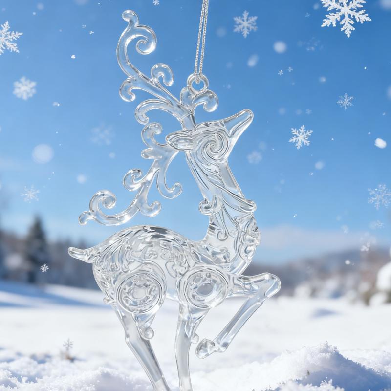 2/3 Pieces of Acrylic Deer-Shaped Ornaments, Two Styles To Choose From, Christmas Creative Deer-Shaped Pendants, Realistic Transparent Hangin