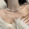 Fashion Elegant Metal Bowknot Tassels Necklace Pearl Beaded Clavicle Chain Choker Necklace Statement Jewelry Neck Chain
