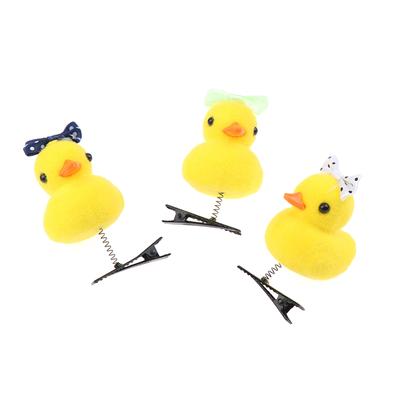 1 יחידה קליפס שיער קפיצי ילדים פפיון ברווז צהוב קטן חיה קטיפה סיכת ראש סגנון מצחיק קליפס פה ברווז קישוט ראש