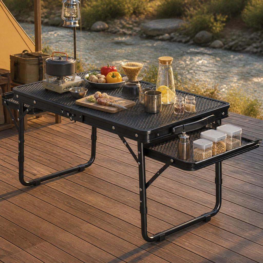 Portable Picnic Table with Mesh Top Easy Setup Folding Outdoor Lightweight