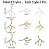 24Pcs 3 Style Tibetan Style Alloy Christmas Deer Antler Big Pendants, Mixed Color, 50~51.5x38~40x2~2.5mm, Hole: 2~3mm, 8pcs/style