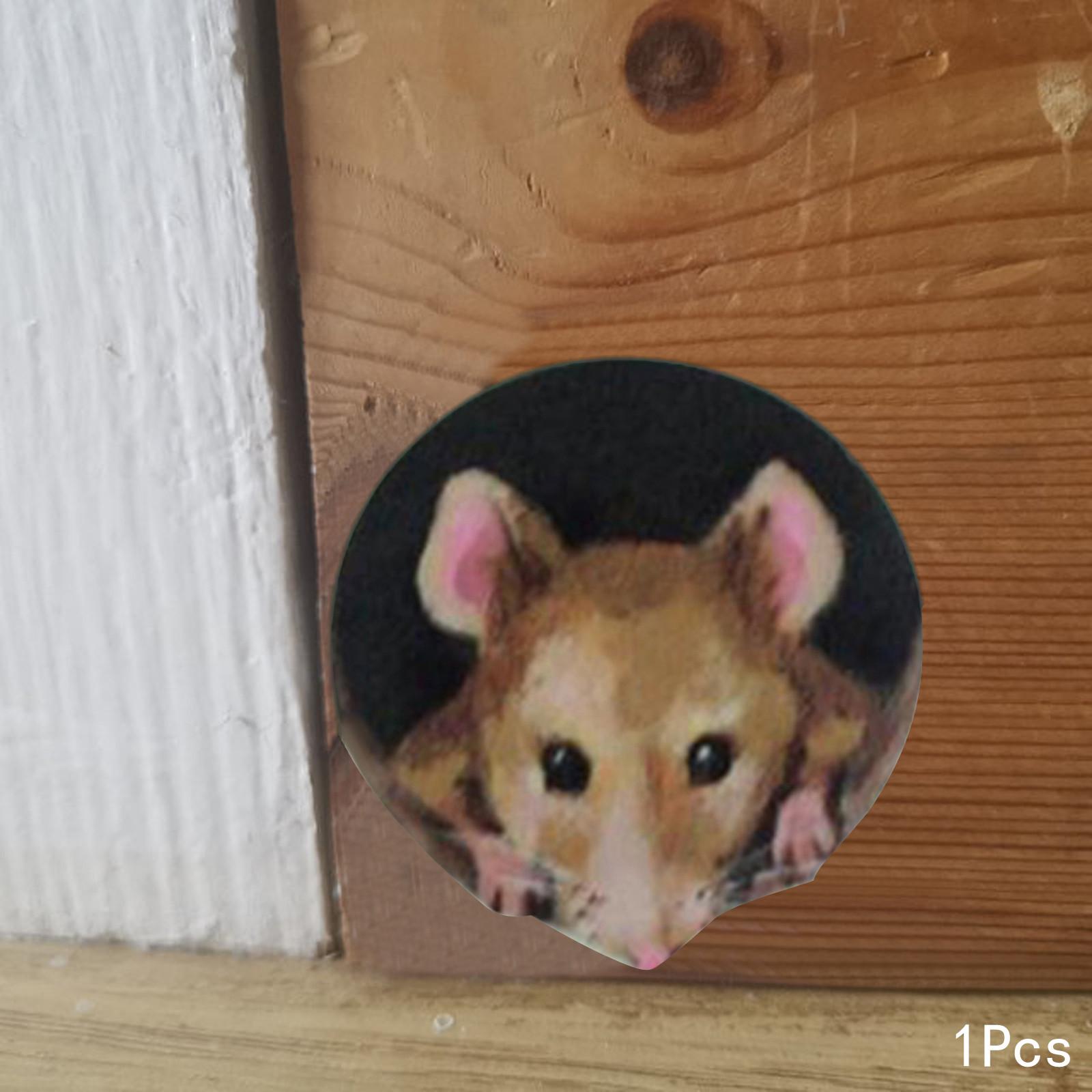 Mouse Hole 3D Wall Sticker - Realistic Mouse Wall Sticker Miniature Mouse Hole Decal Mural Unique Sticker Indoor And Outdoor