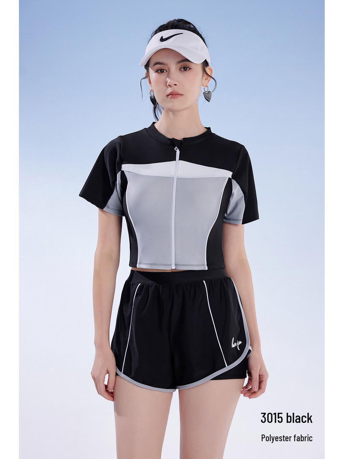 

Женский спортивный купальник из двух частей - Консервативный и стройнящий с прикрытием живота One Size (recommended 80-120 jin)