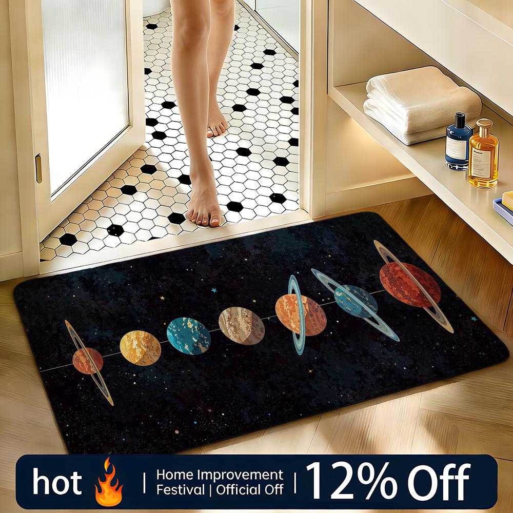 Soft Absorbent Non-Slip Rug Art Planet Floor Mat Home Decor Doormat Bedroom Floor Mat Shower Carpet