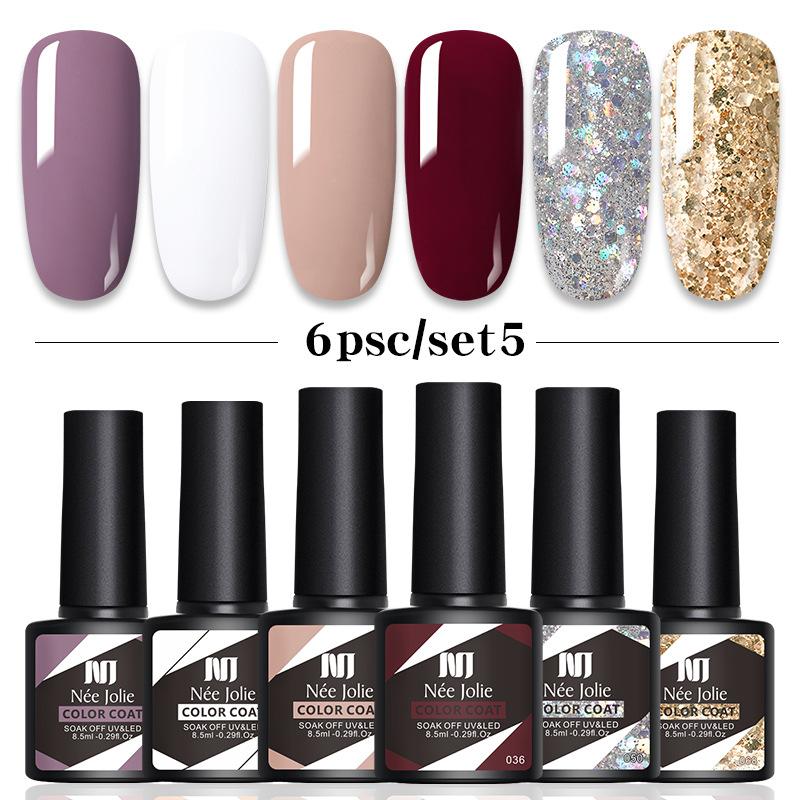 6-Color Nail Polish Glue Set, Popular Color Nail Glue, Phototherapy Nail Polish Glue Can Be Matched Arbitrarily.
