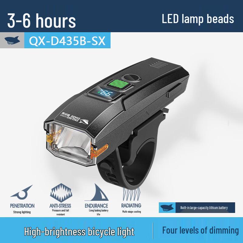 Smiley Shark QX-D435B Digital Display Rechargeable Cycling Light 2-Pack