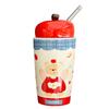 Niedlicher Cartoon Bär Apfelform Keramiktasse mit Deckel Heim Strohhalmbecher Weihnachtsgeschenk Souvenir