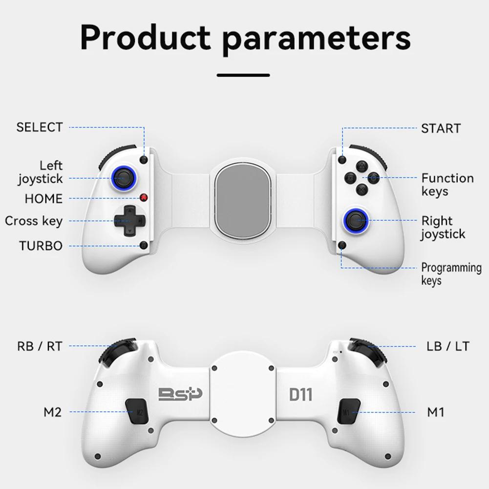 D11S Mobile Phone Gamepad with Cooling Fan/Programmable Back Buttons BT 5.2 Telescopic Game Controller for Android/IOS/SWITCH