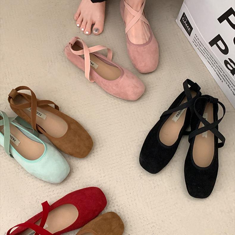 New Mary Jane shoes skirt shallow mouth flat sole single shoes temperament soft sole ballet pink with fashion summer women