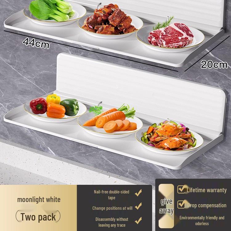 Extendable Wall-Mounted Plastic Dish Rack: Folding Kitchen Prep and Plate Storage Solution