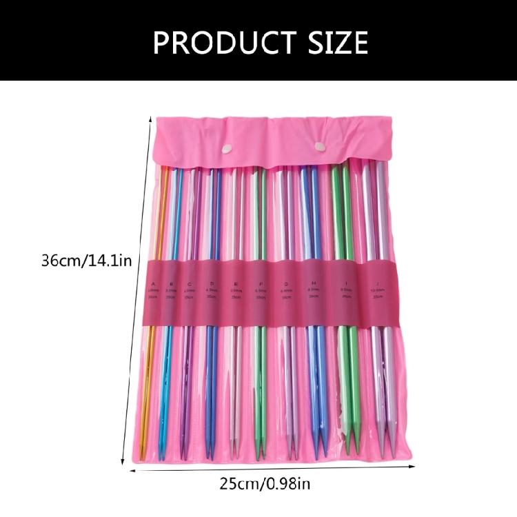 10 Paar Aluminium Stricknadeln zum Stricken Weben Pullover Mütze Socke Tasche, 35,0 cm lange Stricknadel, einspitzig