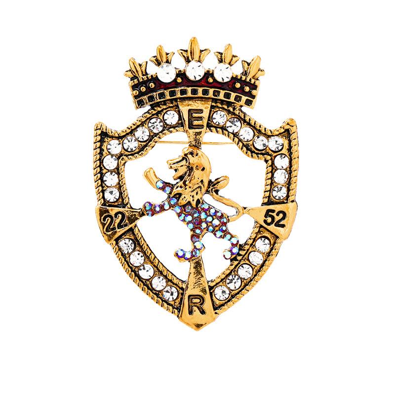 

Винтажные мужские классические броши-булавки в виде львиного щита со сверкающими кристаллами, дворцовая мода, повседневные значки для костюма и пальто, мужские украшения