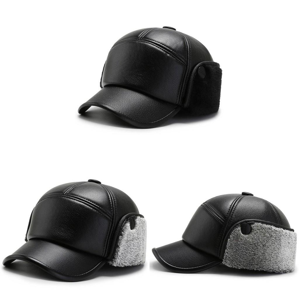 Ushanka Hat Plush Pu Leather Cap Winter Outdoor Warmth Ear Gifts Protection