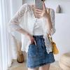 Summer Shawl Cardigan womenThin Hollow Knit Coat Short Blouse Sunscreen Shirt
