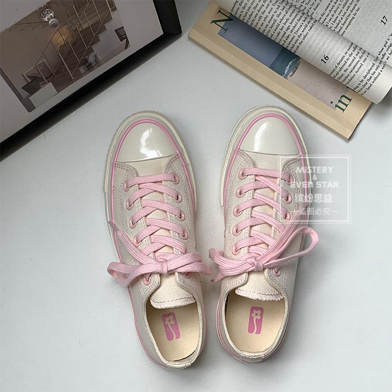 New Product Hot Sale New Classic Cherry Blossom Powder Low-top Canvas Shoes Women's Versatile Board Shoes