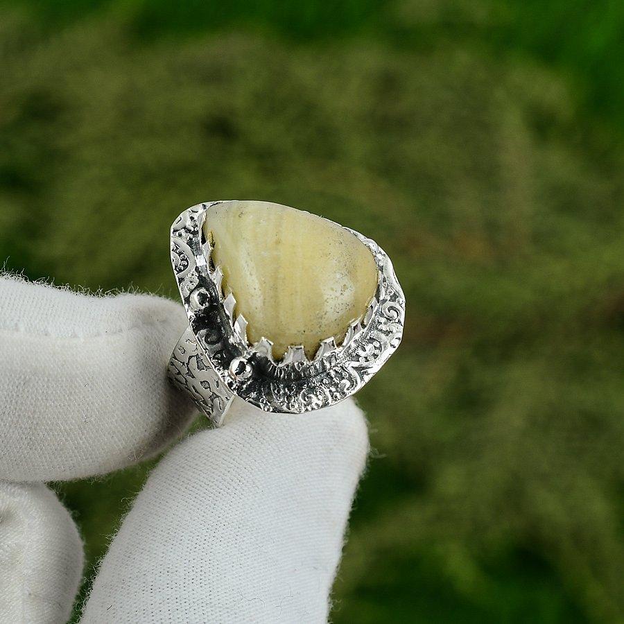 Sisters Day Sale 925 Sterling Silver Aragonite Stone Wife Statement Ring US 8.5 8.5