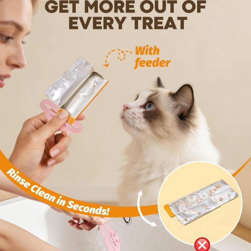 2Pcs Cat Face Style Pet Food Squeezer Cat Treat Paste Tube Dispenser Tool Wet Food Pouch Squeezer For Cat Dog Pet Snack Feeding