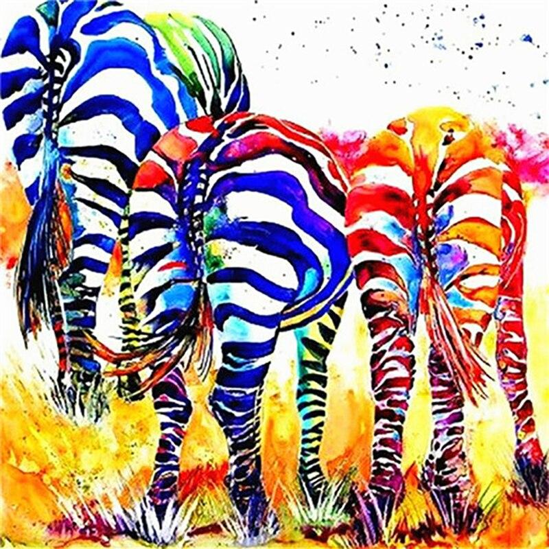 New 5D DIY Diamond Painting Colorful Zebra Diamond Embroidery Animal Cross Stitch Full Round Square Drill Manual Home Decor Gift