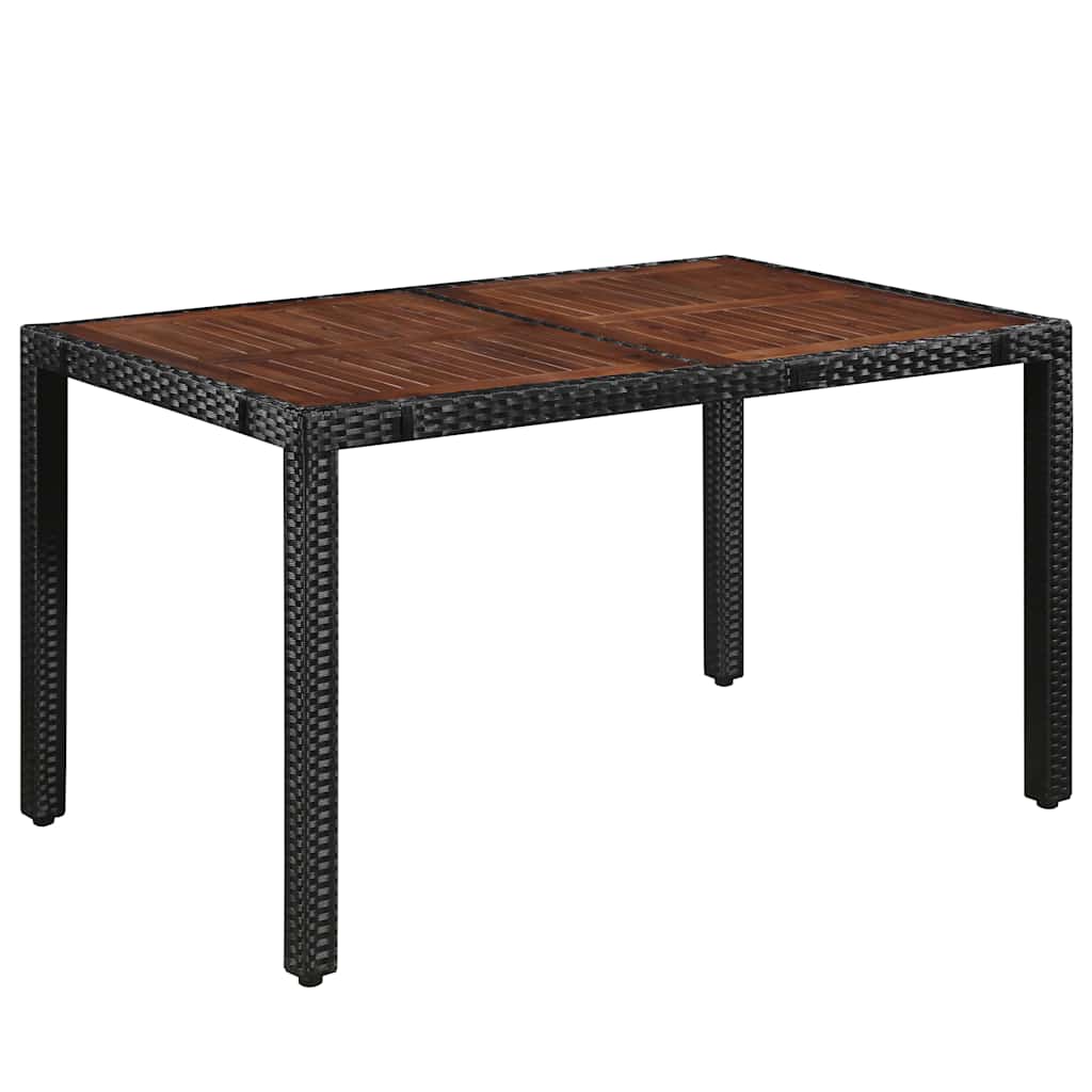 7 piece Garden Dining Set Poly Rattan Acacia Solid Wood Black