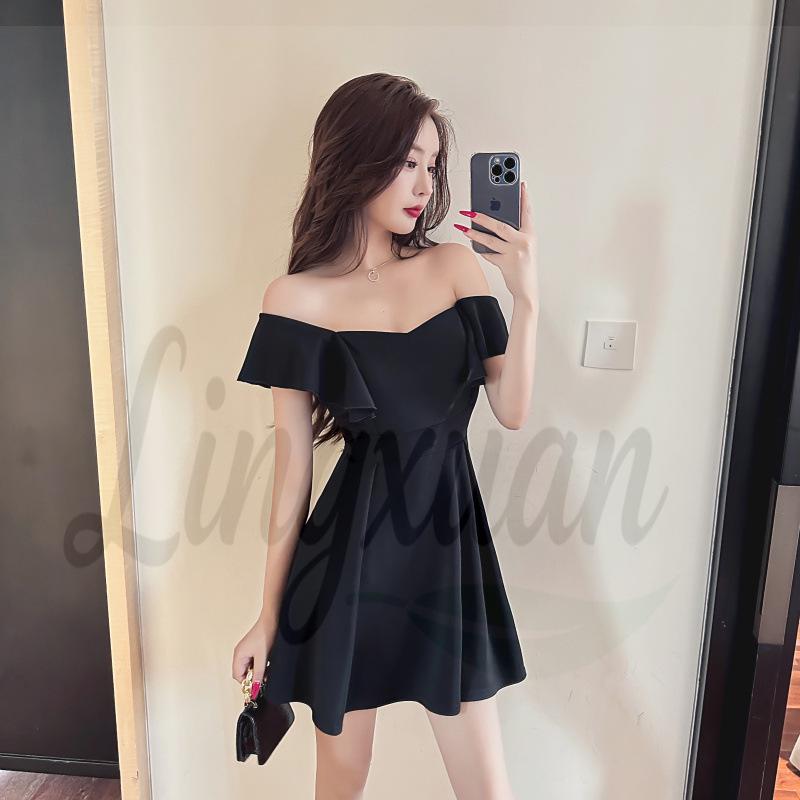Spicy Girl Red Ruffle Dress: Sexy Low-Cut, Waist-Cinching Short Skirt S