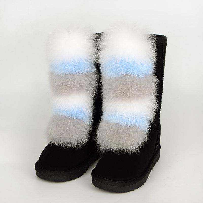 2025 Mao Mao boots children winter thick-soled high-heeled warm-fitting medium tube snow boots boots wear high-top fox hair